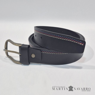 CINTURON UNISEX CONTRASTE 3 PIEL VACUNA 3,5 CM.