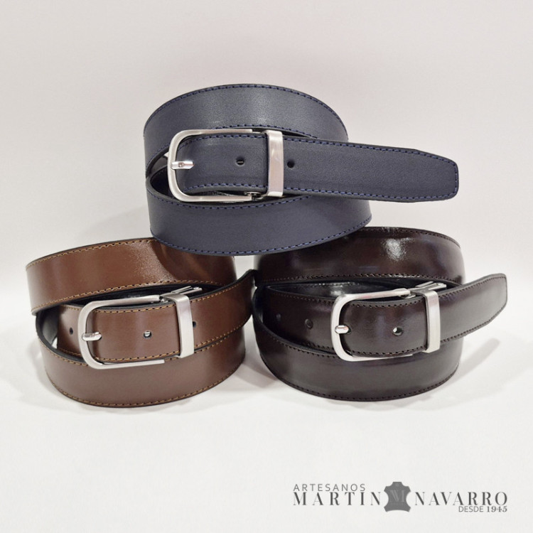 CINTURON REVERSIBLE PIEL VACUNA 3 CM. CINTURON REVERSIBLE PIEL VACUNA 3 CM.