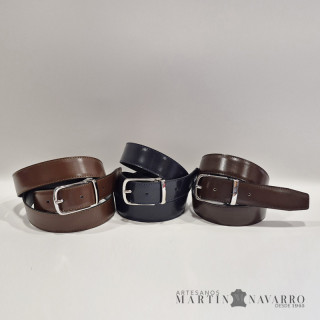 CINTURON REVERSIBLE PIEL VACUNA 3,5 CM.