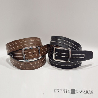 CINTURON REVERSIBLE CONTRASTE PIEL VACUNA 3,5 CM.