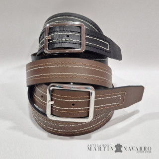 CINTURON REVERSIBLE CONTRASTE PIEL VACUNA 3,5 CM.