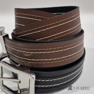 CINTURON REVERSIBLE CONTRASTE PIEL VACUNA 3,5 CM. CINTURON REVERSIBLE CONTRASTE PIEL VACUNA 3,5 CM.