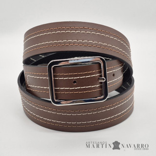 CINTURON REVERSIBLE CONTRASTE PIEL VACUNA 3,5 CM. CINTURON REVERSIBLE CONTRASTE PIEL VACUNA 3,5 CM.