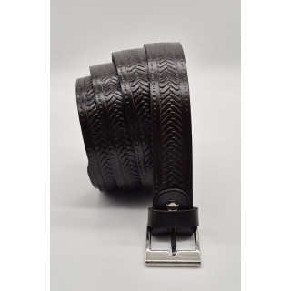 CINTURON SERRAJE GRABADO PIEL VACUNA 3 CM,